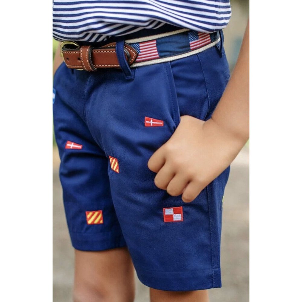 SZ: 11 Boys NWT Beaufort Bonnet Co Nantucket Navy with Flag Critter's Charlie's